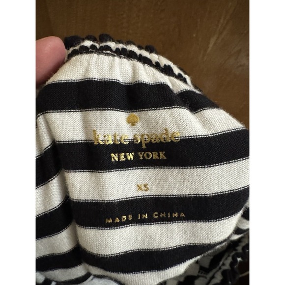 Kate Spade Stripe Off The Shoulder Dress Black White Sz XS Preppy Cute Cotton - Picture 7 of 7